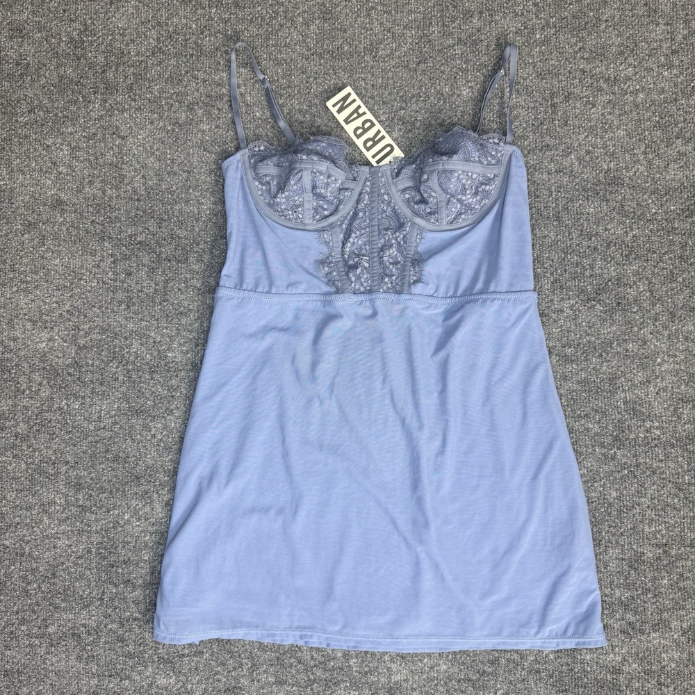 Urban Outfitters GU-4441 Blue Grey Lace Corset Mini Dress NWT Size L